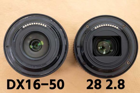 NIKKOR Z DX 16-50mm f/3.5-6.3 VRとNIKKOR Z 28mm f/2.8（SE）のマウント比較