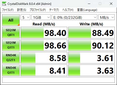 Nextorage SDHC/SDXCメモリーカードNIFS-M 256GBのアクセス速度実測