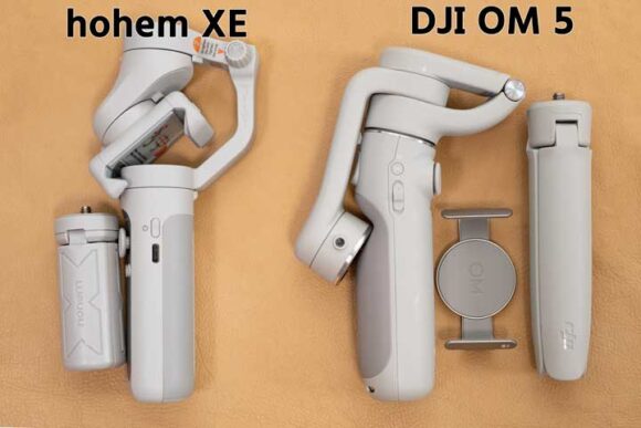 hohem XE と  DJI OM5 のサイズ感の違い