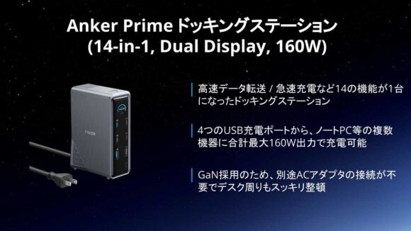 Anker Prime ドッキングステーション (14-in-1, Dual Display, 160W)の紹介