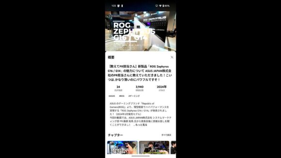 ミラーリング時の表示イメージ➀画面中央に縦画面が表示される