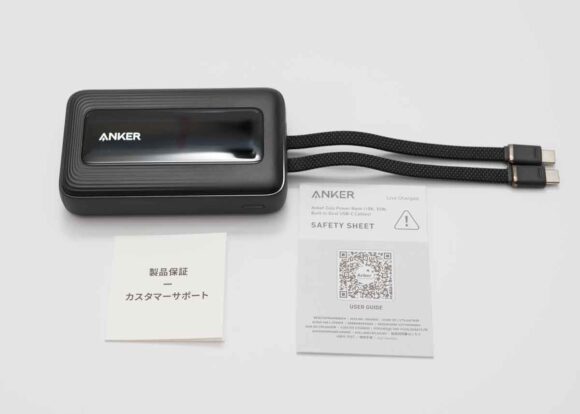 Anker Zolo Power Bank (10000mAh, 35W, Built-In Dual USB-Cケーブル) のセット内容