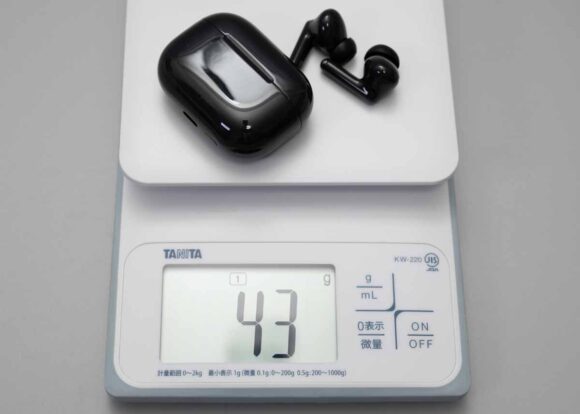 重量測定の実測結果は43gだった